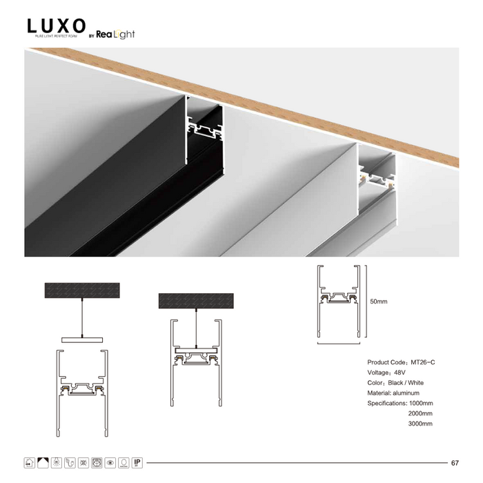 LUXO Magnetic šina 2m nadgradna