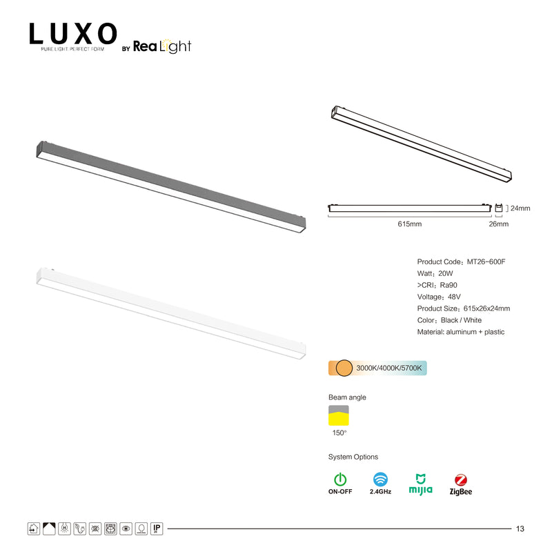 LUXO Magnetic difuzna 20W CCT+DIM (MT26-600T)