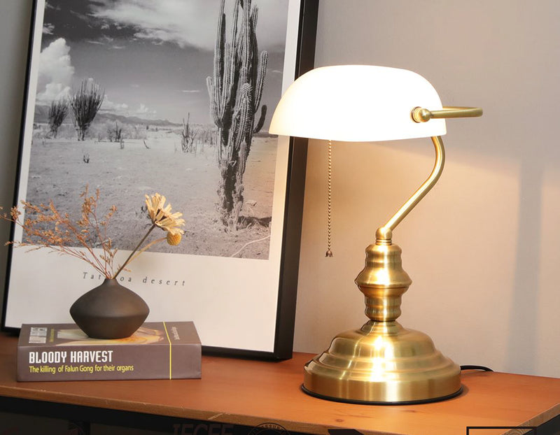 STONA LAMPA BRASS+WHITE GLASS -HN2087