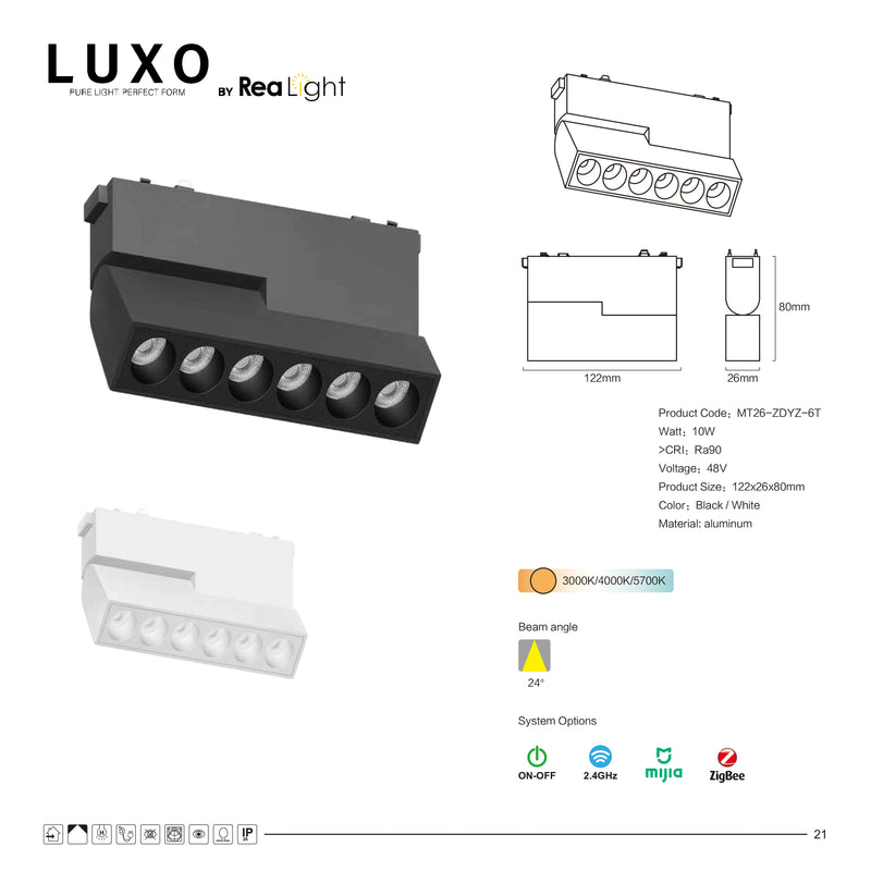 LUXO Magnetic 6W zglobna CCT+DIM (LT26-6ZD)