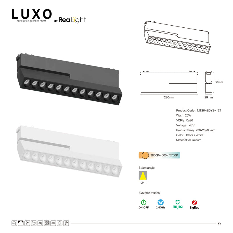 LUXO Magnetic 18W zglobna CCT+DIM (LT26-18ZD)