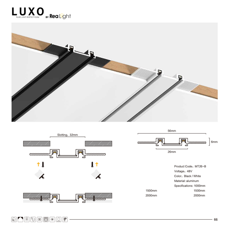 LUXO Magnetic 2M ugradna šina slim (LT26-B-2M-SL)