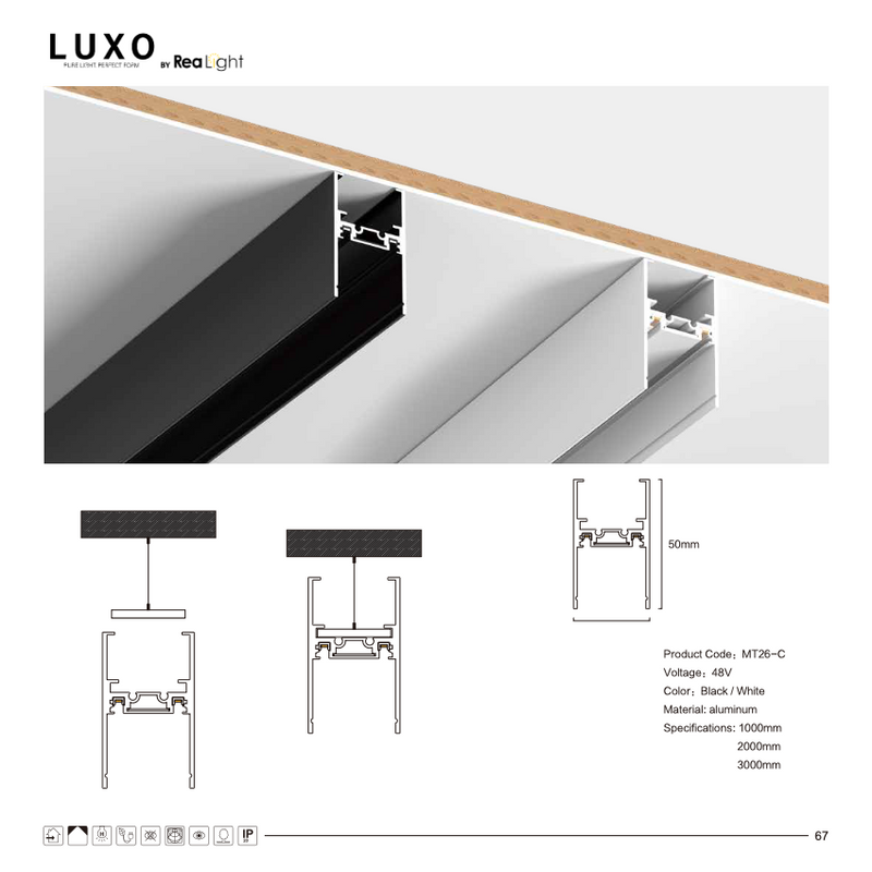 LUXO Magnetic šina 1m nadgradna