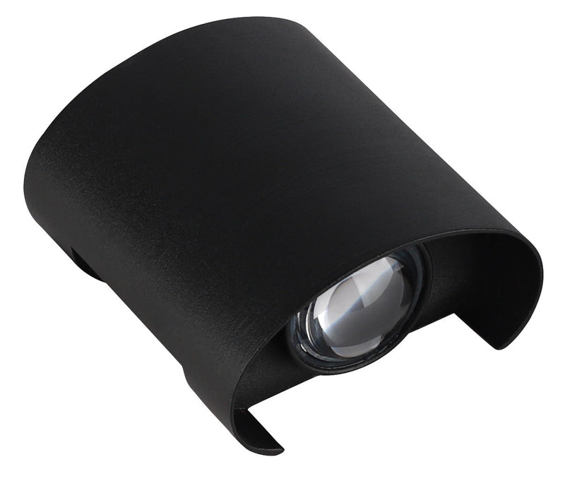 Zidna zaobljena svetiljka 2w 3000k crna ip65 -LBD4110A-2