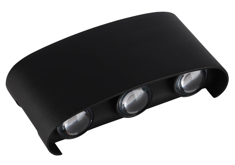 Zidna zaobljena svetiljka 6w 3000k crna ip65 -LBD4130A-6