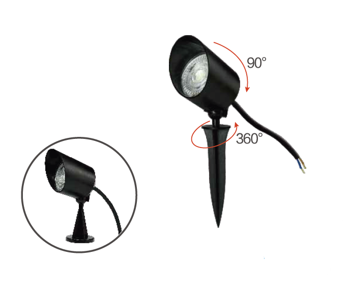 Podni reflektor 7w 3000k crni ip65 -LDC0110B-7