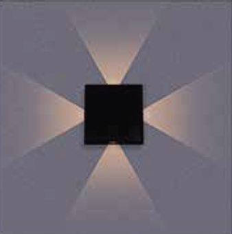 Zidna četvrtasta svetiljka 4*1w 3000k crna ip65 -LBD5050-4