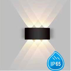 Zidna zaobljena svetiljka 6w 3000k crna ip65 -LBD4130A-6