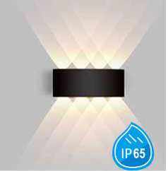 Zidna zaobljena svetiljka 8w 3000k crna ip65 -LBD4140-8
