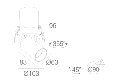 LUXO UGRADNI DOWNLIGHT 3000K 15W BLACK ALTH0731A-15WB3K